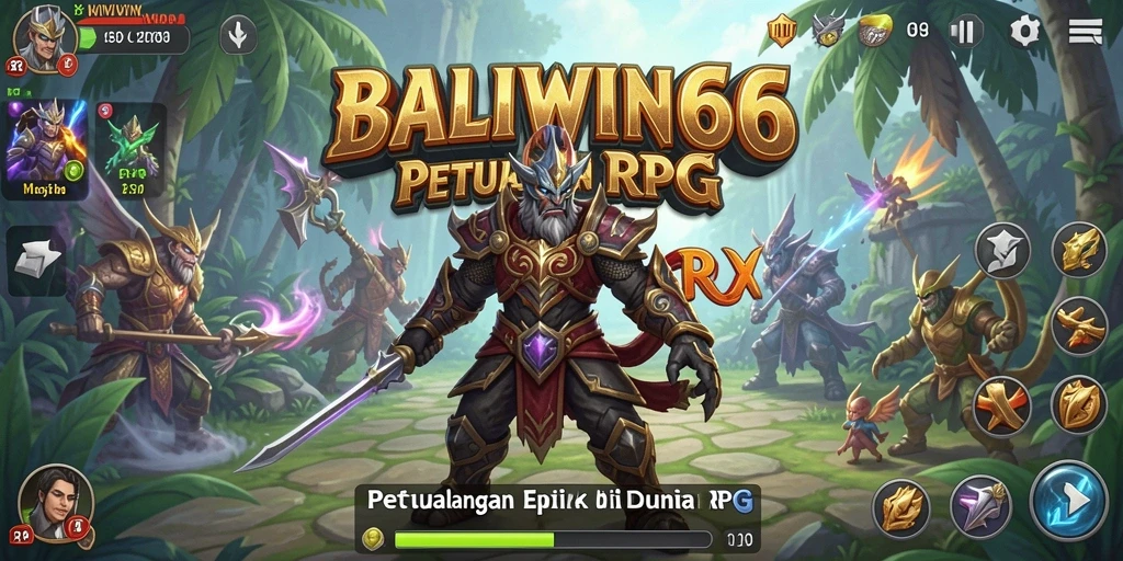 Menampilkan aksi pertempuran epik dalam permainan RPG BALIWIN66.