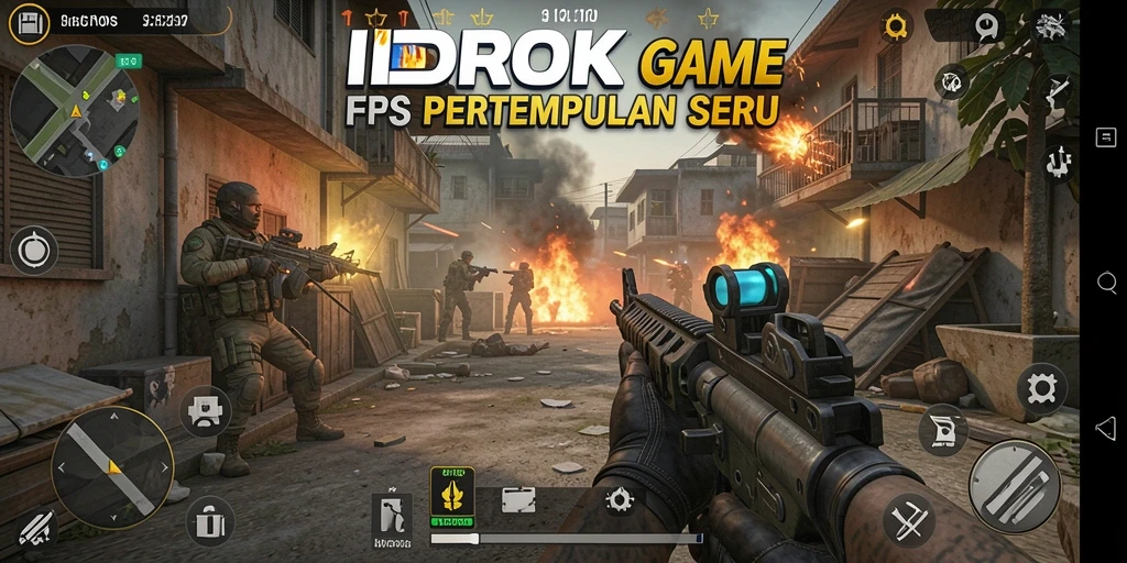 Screenshot gameplay IDROK menampilkan aksi tembak-menembak yang menegangkan.