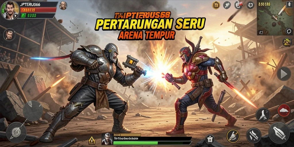 Screenshot gameplay dari JPTERUS66 menampilkan aksi pertarungan yang intens.