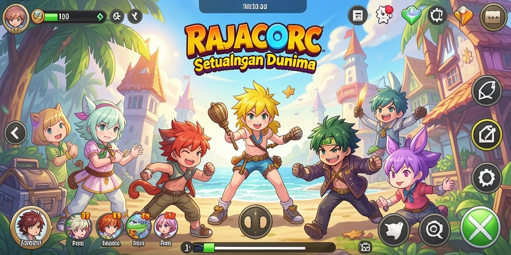 Tampilan gameplay seru di dunia anime RAJACORC.